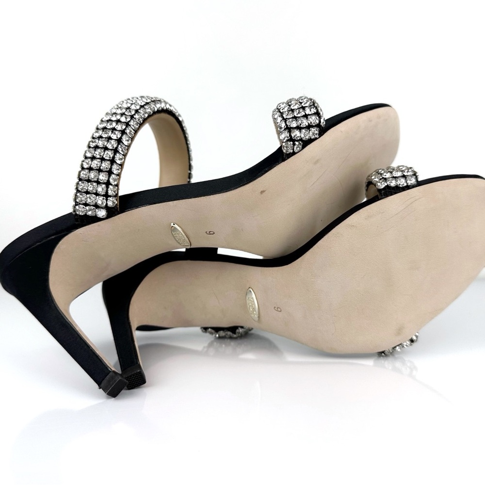 Badgley Mischka Women's Sade Jeweled Double Band Heeled Sandals Black Size 6 - Picture 10 of 12
